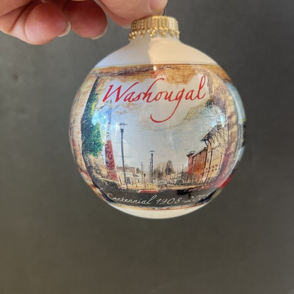 Washougal WA Centennial 1908-2008 Christmas Ornament Signed Elida Field w/ Box